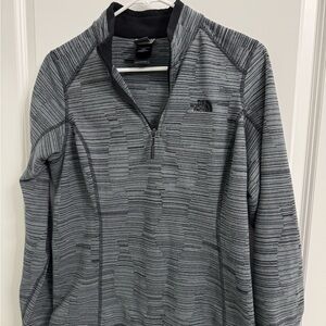 The North Face Women’s Striped Gray Zip-Up Sweater